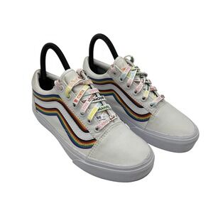 Vans Old Skool Shoes Womens‎ Sz 6 Pride Rainbow Stripes Love Text Sneakers